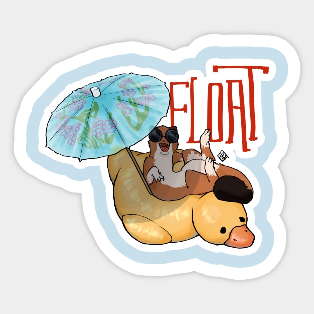 Stoat in a float Sticker by Weebstick